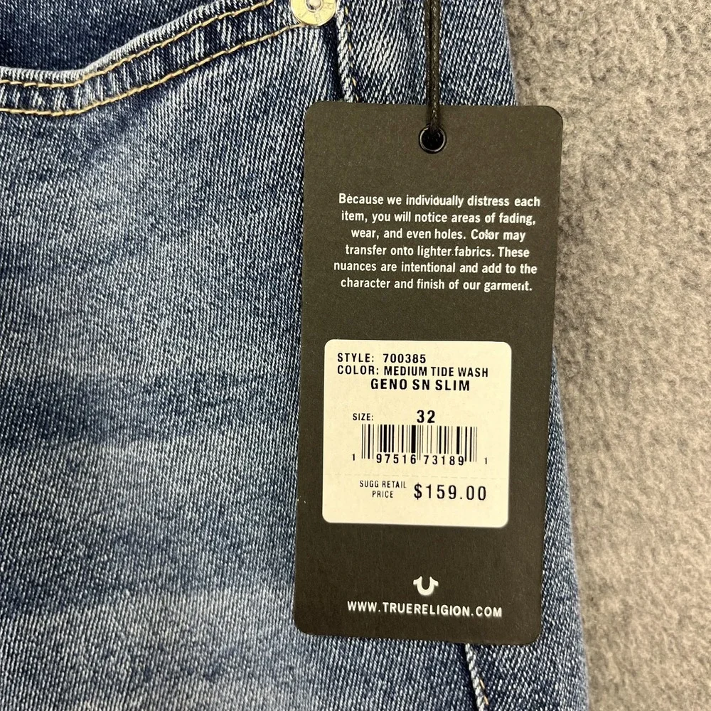 True Religion Geno Relaxed Slim Fit Straight Leg Denim Jeans 32‎ X 32 Men's Blue